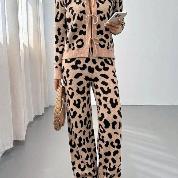 Multicolor Casual Women's Leopard Print Loose 2-Piece Set - Picture 7 of 7